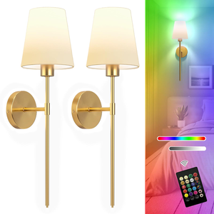 Appliques murales LED sans fil rechargeables, lampe en fer à piles avec ampoule à intensité variable et télécommande - Product Image 1