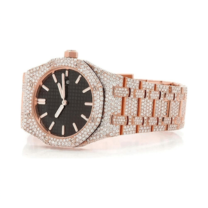 นาฬิกาข้อมือ Afar Jewels Luxury Unisex สแตนเลสสตีล VVS มอยส์ซาไนต์ หน้าปัดทรงกลม ระบบอนาล็อก แสดงวันที่ ควอตซ์ สำหรับงานปาร์ตี้ - Product Image 1
