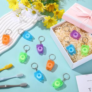 Fil dentaire approuvé en vrac pour l'hygiène buccale, saveur menthe, 10m, en forme de dent, avec boîte porte-clés - Product Image 3