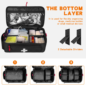 Sac médical - Trousse de premiers soins vide, trousse d'<span class=keywords><strong>urgence</strong></span>, sac d'infirmière, organisateur de médicaments grande capacité avec plusieurs compartiments - Product Image 4