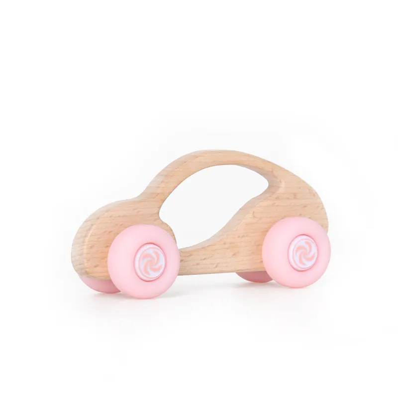 Vendita calda massaggiagengive in legno di faggio giocattolo per auto da dentizione Design unico giocattolo educativo in legno per bambini