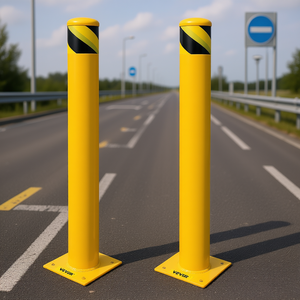Dissuasore di Sicurezza in Acciaio Giallo, Altezza 48 Pollici, Diametro 5,5 Pollici, Barriera Stradale per Protezione del Traffico - Product Image 2