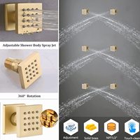 Ensemble de douche complet de luxe avec thermostat en laiton brossé doré non revêtu, mitigeur de douche à effet pluie et affichage numérique