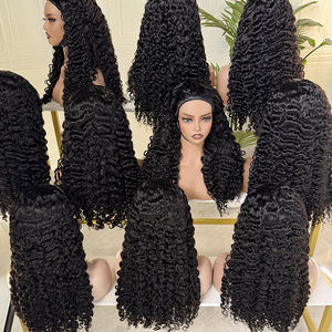 Perruque mi-longue bouclée en cheveux humains pour femmes, haute densité, boucles rebondissantes, aspect naturel, perruque sans colle à enfiler rapidement - Product Image 5