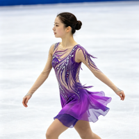 Costume de patinage artistique à plumes dégradées violettes, sans manches, dos creux, strass, en spandex/nylon, pour enfants, pour performance