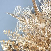 EG-G538 Vente en Gros, Fleurs Artificielles Dorées, Eucalyptus, Feuilles de Ginkgo pour Décoration Florale de Mariage