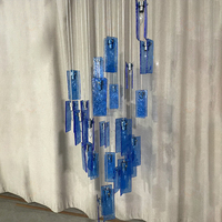 Lustre en verre cristal pour restaurant, escalier, LED, acier, 20-80, éclairage intérieur moderne, personnalisable, plafonnier en verre E27, 100