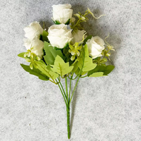 Bouquet de 7 roses artificielles de style européen, en soie, pour décoration de table extérieure, hôtel, mariage