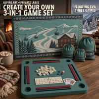 Table de Mahjong Flottante Personnalisée pour Chalet Après-Ski, Ensemble de Jeu 3-en-1, 160 Tuiles de Mahjong Américaines, 106 Tuiles Numérotées, Marque Privée