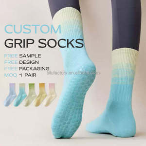 Bilu Hot Sale Custom Pilates Cotton Crew Gradient <b>Grip</b> <b>Socks</b> Woman's Free Size Solid Crew <b>Socks</b> - Product Image 1