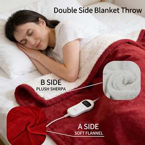 Manta Eléctrica Ultra-Cómoda para el Hogar y la Oficina, Felpa Sherpa, Franela, Calor Uniforme, Temporizador de 1-10 Horas, Certificación CE/ETL, Lavable <span class=keywords><strong>a</strong></span> Máquina - Product Image 3