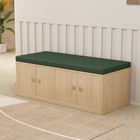 Banc de rangement pour chaussures en bois massif, style moderne, pour entrée, couloir, zone de repos, avec dossier