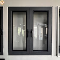 Portes et fenêtres modernes en alliage d'aluminium noir à rupture de pont thermique avec triple vitrage pour chambre, école, salle de bain, villa, hôtel