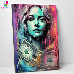 UNIART <span class=keywords><strong>Mi</strong></span> dinero cara arte Banksy moda arte pared arte calle graffiti decoración regalo para amigo gran pared decoración abstracta - Product Image 6