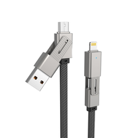 4-En-1 100W Cable USB de carga rápida Luz Aleación de zinc Trenzado Dual Rotary Compatible con IP15 Tipo-C USB para computadoras