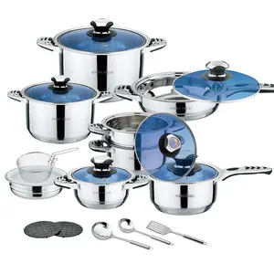 מטבח, כלי בישול נירוסטה steelcookware סט מחבת סט וסט סיר עם מכסה זכוכית