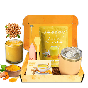 Coffret cadeau personnalisé Superfood Latte instantané au lait <span class=keywords><strong>doré</strong></span> Latte au curcuma, au gingembre, au lait d'amande - Product Image 1