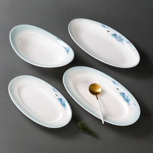 Xiangyuan <b>melamine</b> tableware <b>plates</b>, commercial oval <b>plates</b>, special fish <b>plates</b>, imitation porcelain hotel restaurant dishes, - Product Image 4
