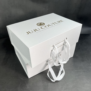 Custom Luxury jewelry <b>Boxes</b> with Gold Logo Satin Handle & Beauty skin Care <b>Packing</b> Box White Foldable Magnetic Box for Gift - Product Image 2