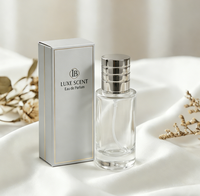 Vente directe d'usine, flacons de parfum en verre transparent à fond épais, personnalisables, 30 ml, 50 ml, 100 ml, avec boîtes d'emballage