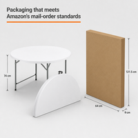 Table ronde pliante LuckyOct de 1,22 m (4 pieds) en HDPE, 122 x 74 cm, blanche, pour l'intérieur et l'extérieur, pour banquets et événements, imperméable
