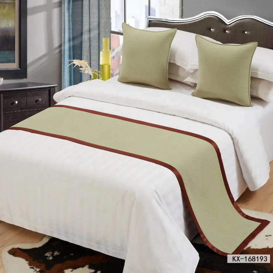 맞춤형 퀸 베드 5 성급 호텔 베드 러너 및 매칭 베개 침대 스카프 발 매트
