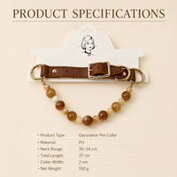 Collier pour animaux de compagnie en PU réglable avec chaîne perlée décorative pour chats et chiens