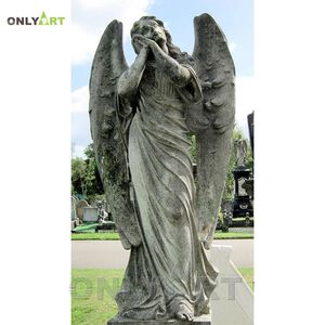 Onlyart Design et jardin extérieur sur mesure sculpté à la main grande statue d'ange en marbre avec <span class=keywords><strong>petit</strong></span> oiseau - Product Image 3
