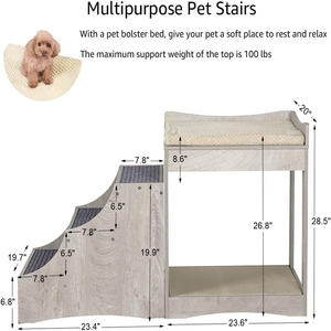 Litera para mascotas con escalones desmontables para perros y gatos, Plataforma para la ventana de la cama multicapa, cojín y almohadilla para rascar gatos - Product Image 6