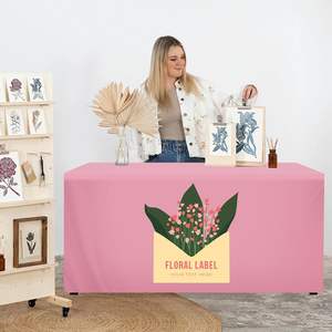 Housse <span class=keywords><strong>de</strong></span> table rectangulaire ajustée en polyester durable avec logo personnalisé, 4, 6 et 8 pieds, toutes couleurs, pour salons professionnels, événements commerciaux, publicité - Product Image 6