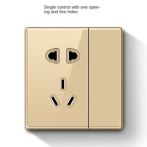 Ultra-thin Toughened Glass Mirror Switch <b>Socket</b> Panel Type 86 Concealed Household Wall Power Supply Five Holes Toughened Glass - Product Image 2