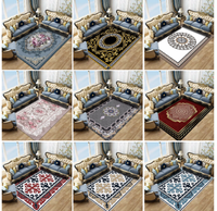 Tapis persan bleu gris velours, imprimé vintage, antidérapant, tapis de sol doux, tapis de salon, médaillon oriental, décoration intérieure, grand format