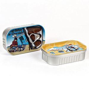 <b>Small</b> Tinplate <b>Box</b> <b>with</b> Pull Ring Rectangular Easy Pull <b>Lid</b> Reusable Sardine Tin <b>Box</b> - Product Image 2