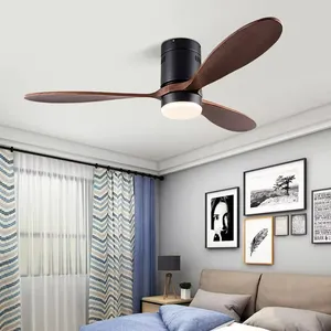 Ventilateur de plafond en bois de 52 pouces de style minimaliste moderne avec télécommande Ventilateur de plafond intérieur à moteur silencieux avec lumière