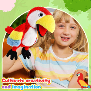 Marionette a Mano di Animali 11 Pollici Uccello Gioco di Ruolo Bambole Morbide Imbottite per Bambini Narrazione Storica Giocattoli Pappagallo di Peluche - Product Image 4