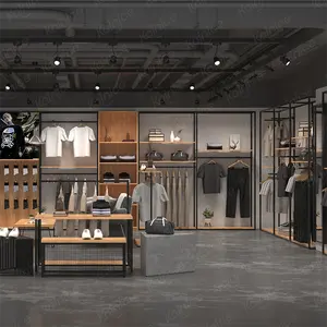 Kainice Trendy Fashion Retail Boutique Shop Möbel Benutzer definierte Holz Kleider ständer für Bekleidungs geschäft Design