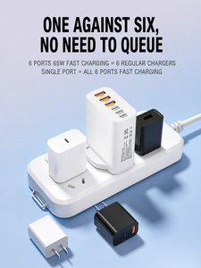 <span class=keywords><strong>Cargador</strong></span> USB C HYTO de 65W con 6 puertos USBC, <span class=keywords><strong>cargador</strong></span> de pared para <span class=keywords><strong>iPhone</strong></span> con carga rápida, enchufe de alimentación multipuerto tipo C PD+QC - Product Image 5