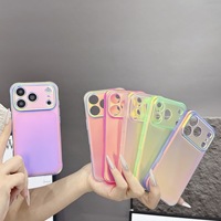 Coque de téléphone de luxe effet laser dégradé néon Aurora pour iPhone 18 17 16 15 Pro Max, coque arrière rigide givrée à bords souples, antichoc