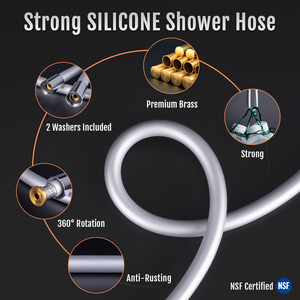 High-End WRAS NSF Approved Light Silver <strong>Silicone</strong> Shower <strong>Hose</strong> Latest Flexible <strong>Non</strong>-<strong>Toxic</strong> Food Safe Tubing for Premium Bathrooms - Product Image 5