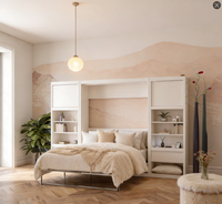 Lit mural Murphy vertical moderne et dissimulé, sur mesure, pliable, gain de place, taille Queen, en bois de pin, mobilier de maison