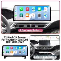 Autoradio 12,9 pouces pour Peugeot 3008 4008 5008 2016-2022 CarPlay Android Auto WIFI DSP Lecteur multimédia stéréo GPS Navi Cadre 12,3 pouces