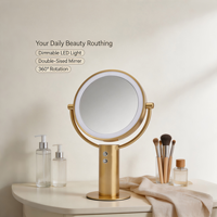 Miroir de maquillage LED moderne en métal, miroir de vanité éclairé, miroir de beauté de bureau, miroir cosmétique personnalisé, vente en gros d'usine