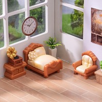 Kit de meubles miniatures pour chambre à coucher avec horloge gramophone pour maison de poupée, décoration de scène DIY, ornement de micro-paysage