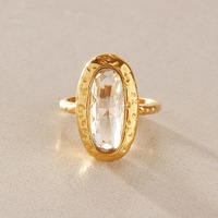ERESI Minimalistischer Wasserdichter PVD 18K Vergoldeter Edelstahl Geometrischer Zirkon-Ring Verstellbares Design Moderner Damenschmuck