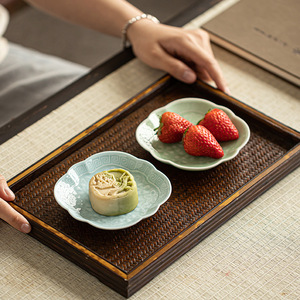 Plat à fruits en céramique en forme de fleur, en porcelaine, nouveau style chinois, assiette à collation de mariage, petit plateau à dessert Wanfu - Product Image 1