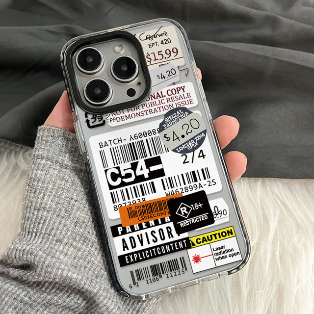 Street Fashion Statue Art Ticket Label Cartoon Print Pattern Mobile Phone case clear Tpu case for iPhone 16 Pro Max 15 14 13 XR