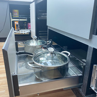 Tirer le panier Armoire de cuisine tiroir intégré type double couche vaisselle Tirer le panier espace aluminium outil panier amortissement pot