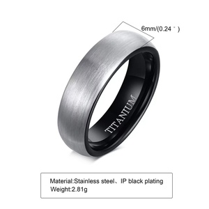 Brushed Effect Mens Band <b>Rings</b> Silver <b>Black</b> Plated Custom <b>Titanium</b> <b>Rings</b> for Man - Product Image 4