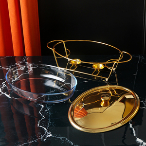 3L Hotel de lujo Equipo de <span class=keywords><strong>restaurante</strong></span> Gold Sliver Warmer Oval Buffet Chafing Dish - Product Image 6