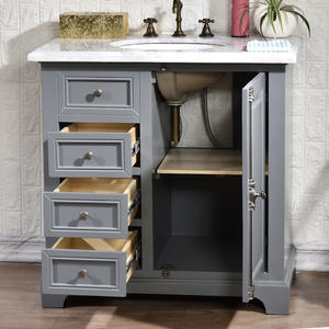 35in. In vero legno sanitari vanità bagno blu moderno mercato Americano stile angolo armadi no specchio e rubinetti - Product Image 3